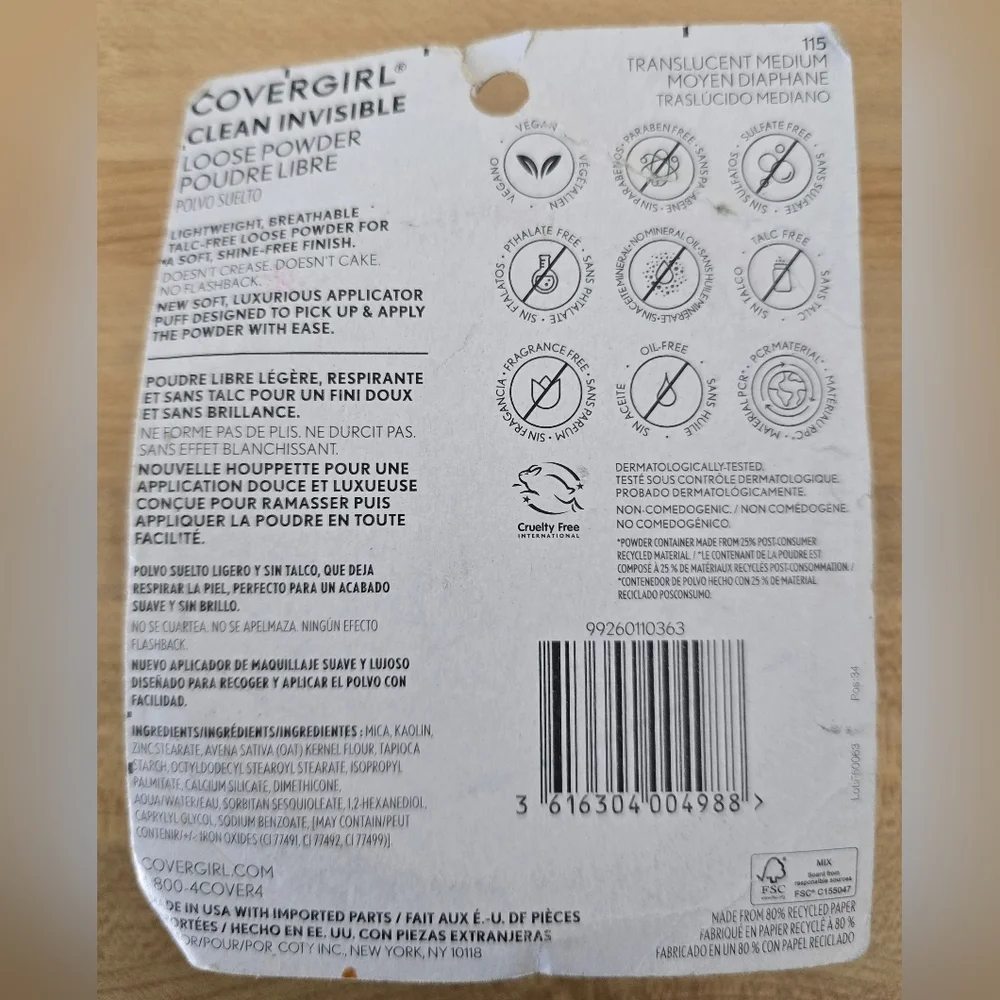 Covergirl Clean Invisible Loose Powder 115 Translucent Medium - Picture 3 of 3